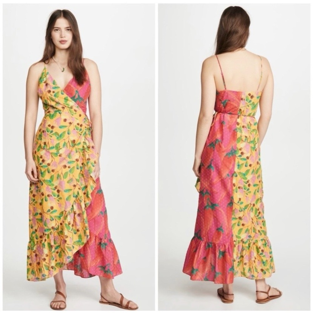 Farm Rio Garden Mix Maxi Wrap Floral Dress NWT - Picture 4 of 17